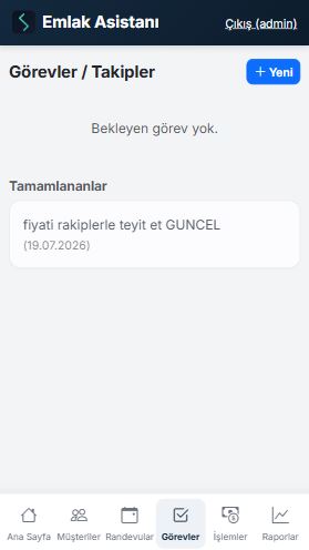 Görevler / Takipler