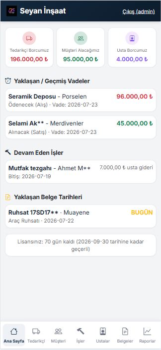 İşletmemPRO ana sayfa ekranı